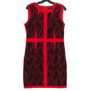 Womens Dress Wool Blend Gothic Punk Grunge Retro Feminine Edgy Lace Red 10 IN